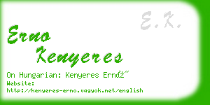 erno kenyeres business card